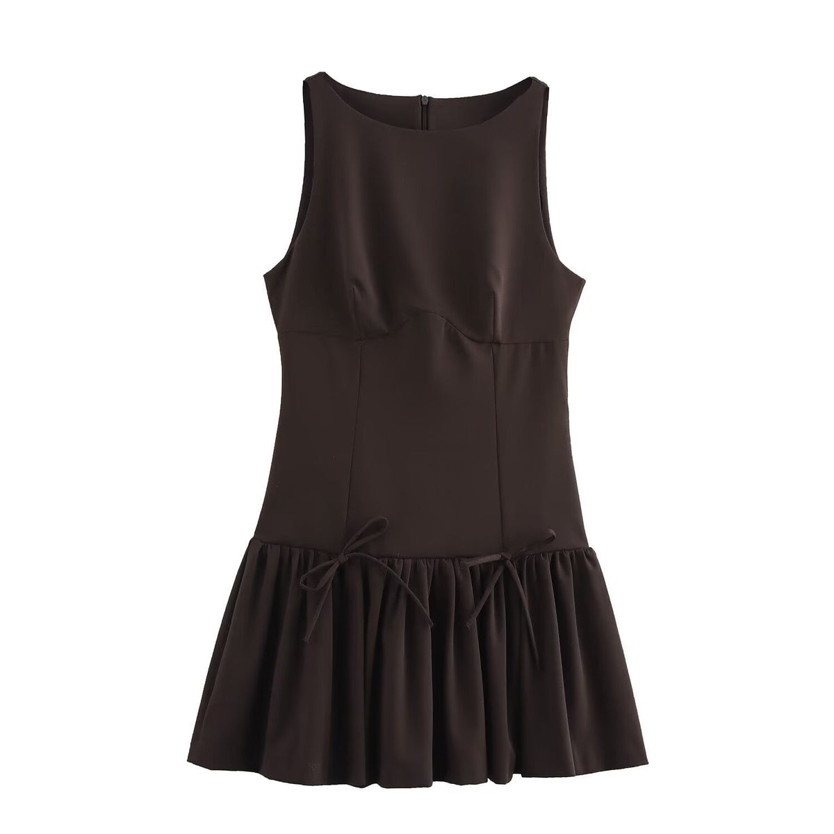 Vestido café lazos