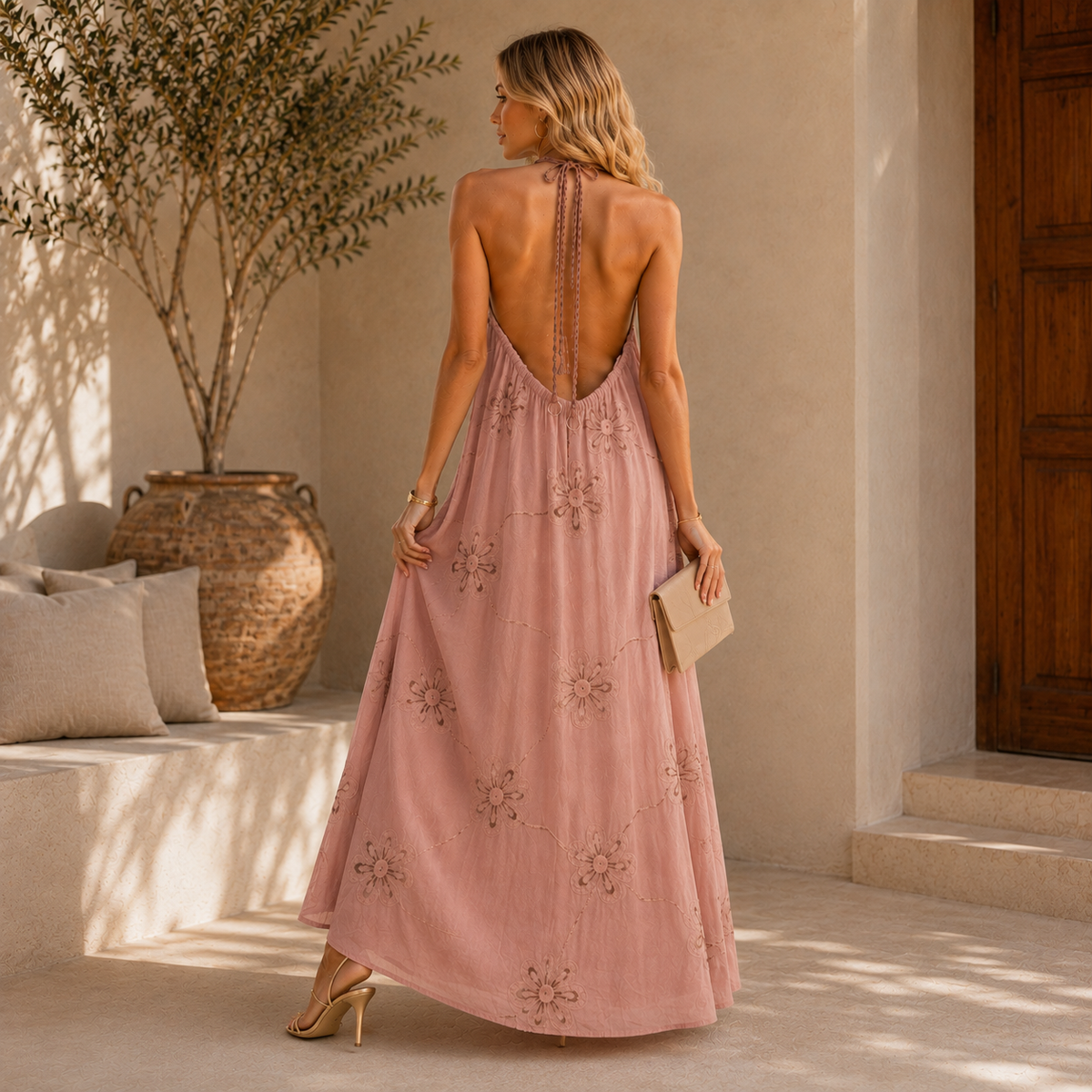 Vestido Halter Rosa