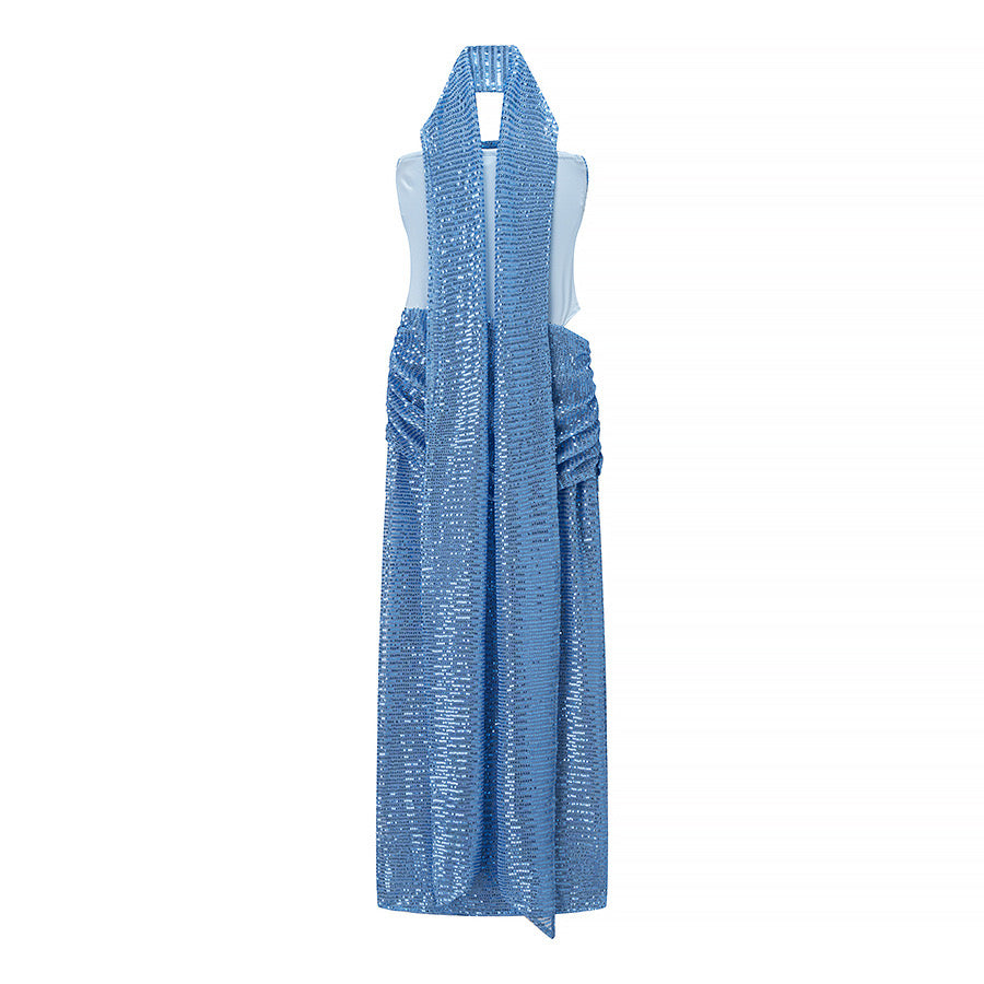 Vestido azul lentejuelas