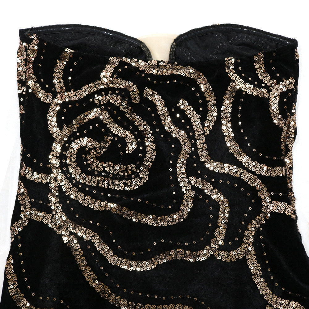 Vestido negro terciopelo con lentejuelas