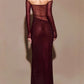 Vestido rojo hombros de lentejuelas