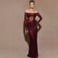 Vestido rojo hombros de lentejuelas