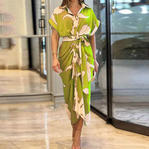 Vestido verde estampado lazo