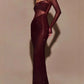 Vestido rojo hombros de lentejuelas