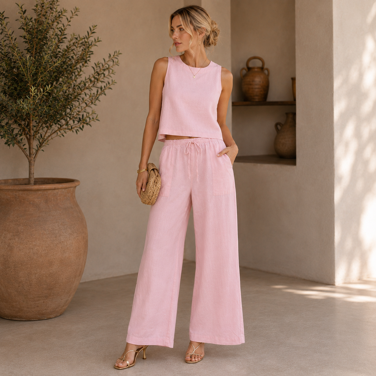 Set rosa lino