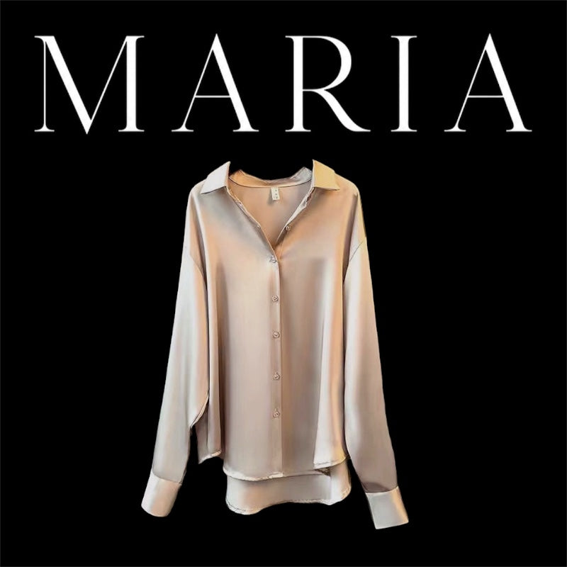 Blusa satinada Champán