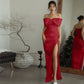 Vestido moño rojo satinado