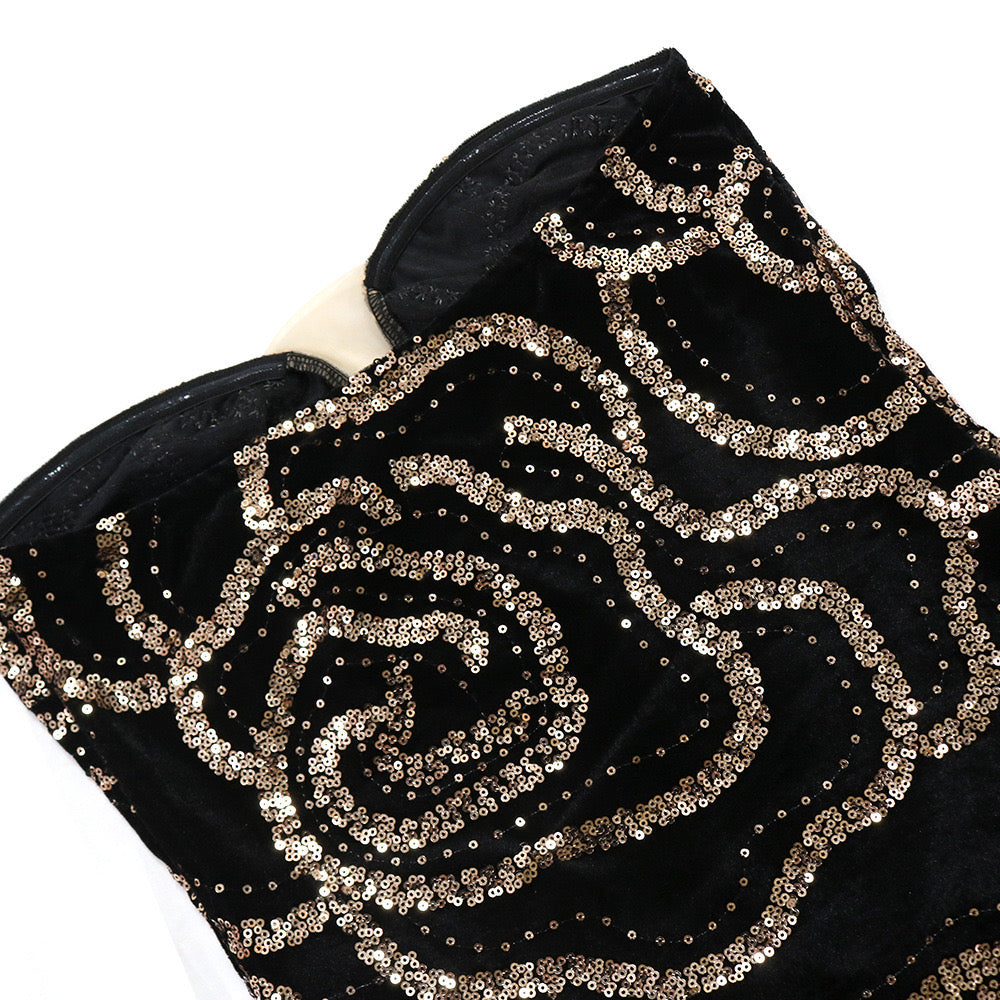 Vestido negro terciopelo con lentejuelas