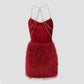 Vestido rojo corto cadenas