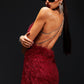 Vestido rojo corto cadenas