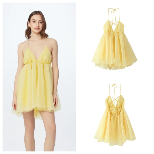 Vestido corto espalda tiras