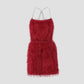 Vestido rojo corto cadenas