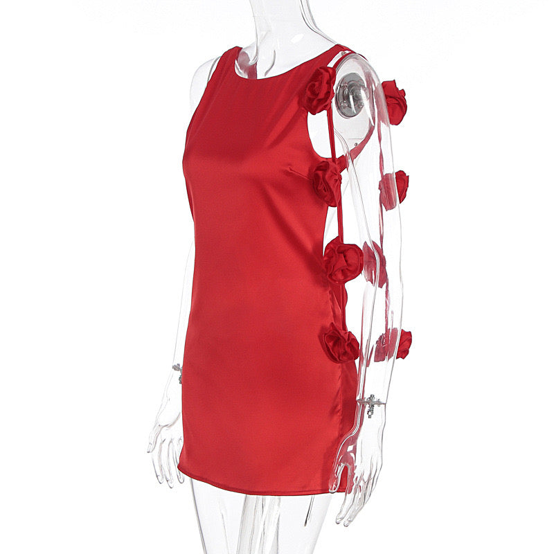 Vestido rojo flores