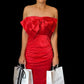Vestido moño rojo satinado