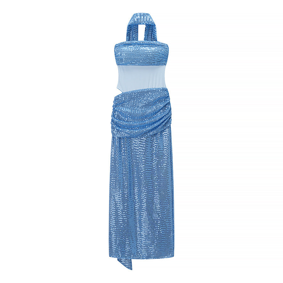 Vestido azul lentejuelas