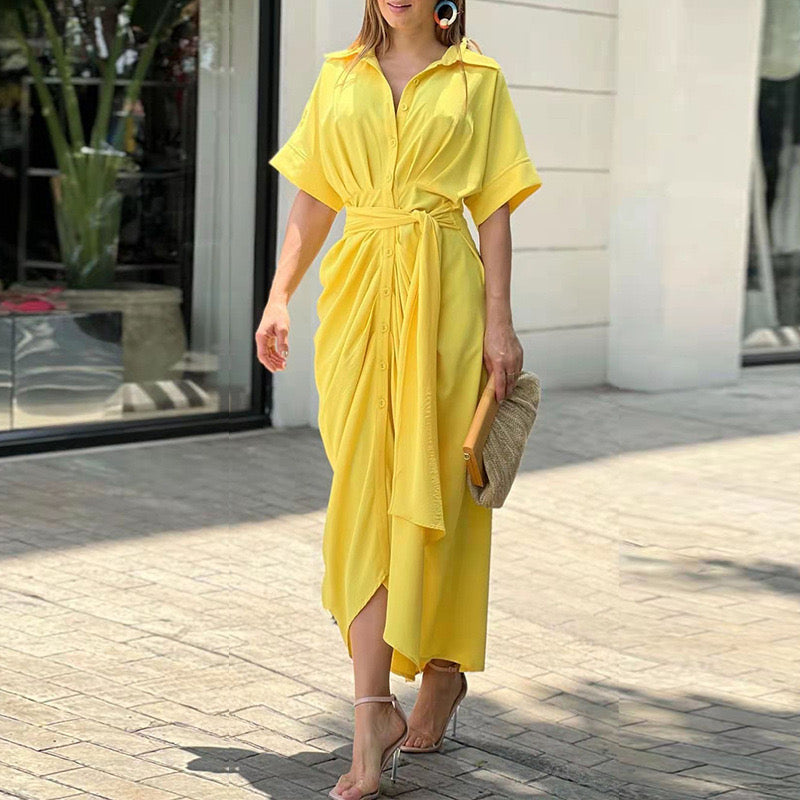 Vestido amarillo lazo