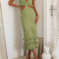 Vestido verde aberturas
