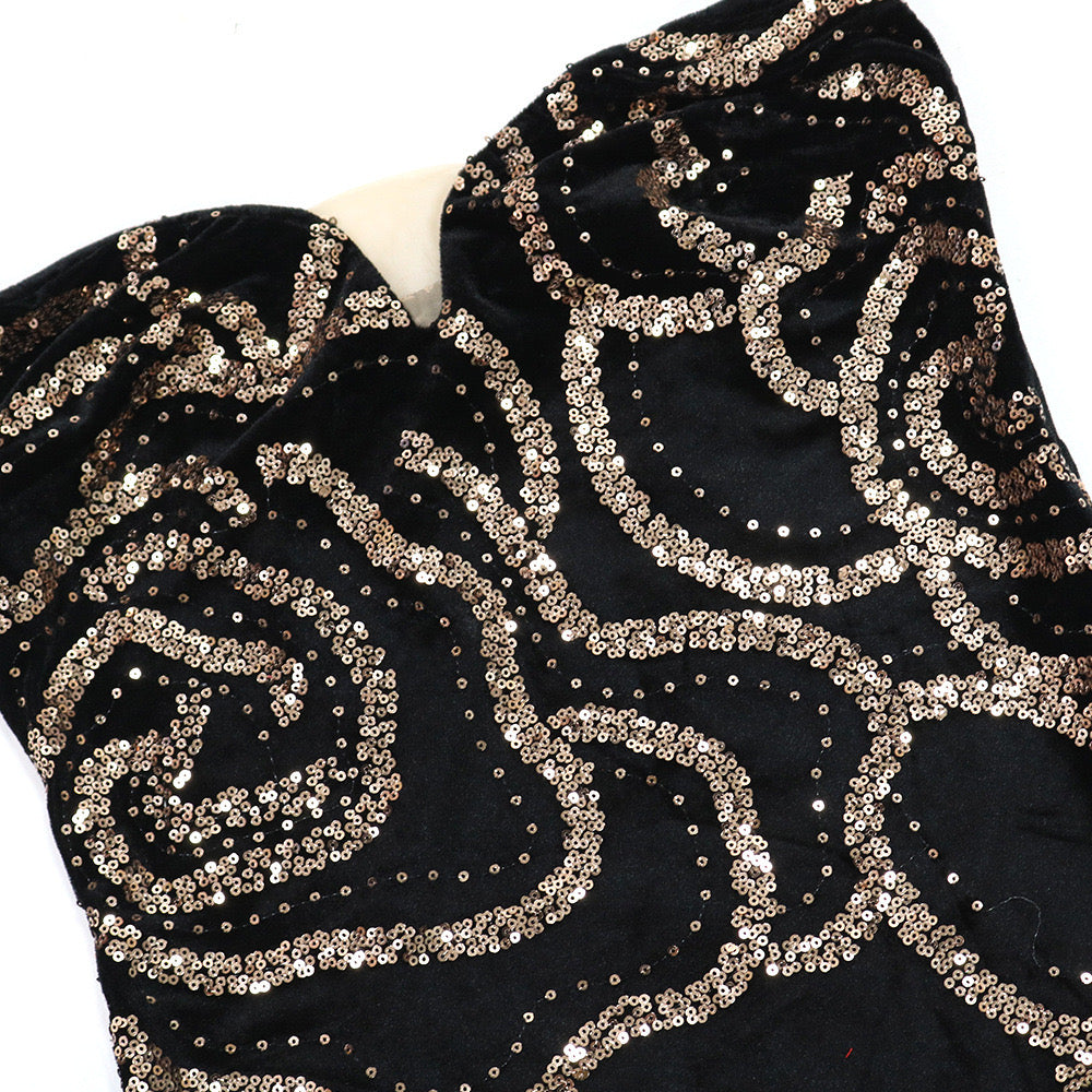 Vestido negro terciopelo con lentejuelas