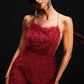 Vestido rojo corto cadenas