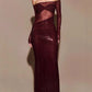Vestido rojo hombros de lentejuelas