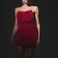 Vestido rojo corto cadenas